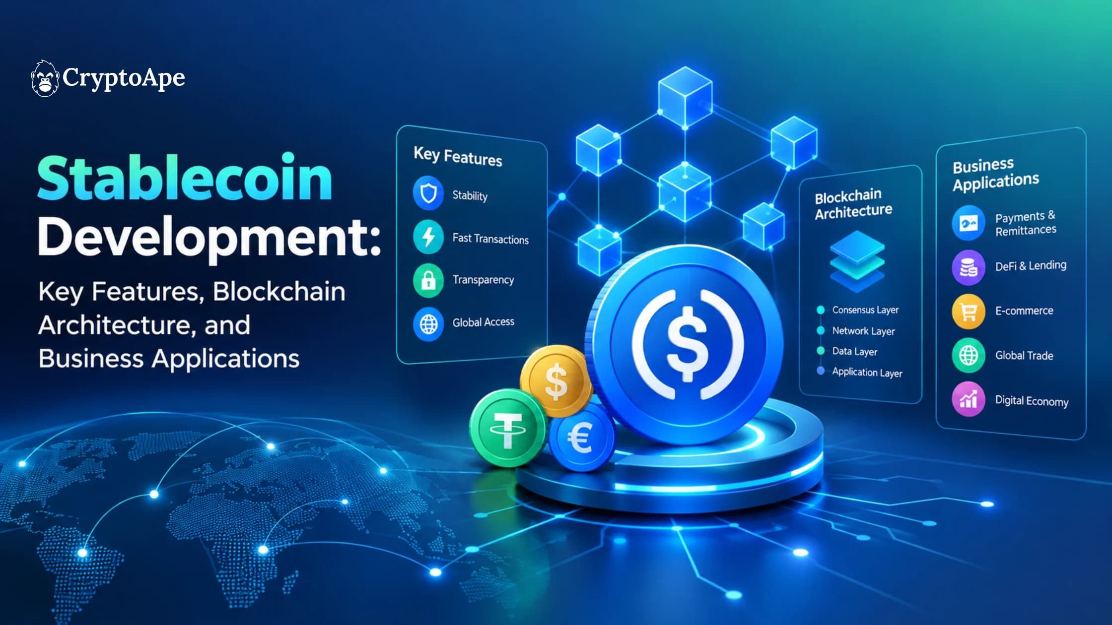 Stablecoin Development: Key Features, Blockchain Architecture, and Business Applications